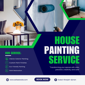 A skilled painter on a ladder applies a fresh coat of paint to an interior wall with a roller, ensuring an even, flawless finish.