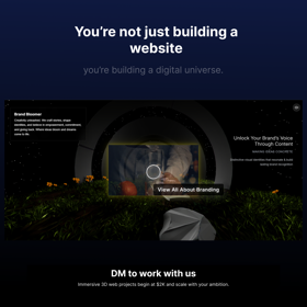 Brand Bloomer: A story-driven 3D experience where users journey through an animated tunnel. Every scroll reveals cinematic visuals, interactive videos