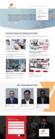 A professional consulting website for pharma, medical devices, and cosmetics offering regulatory approvals, compliance, and licensing services