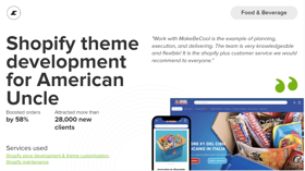 Shopify Theme Boosts American Uncle Food Sales: +58% Orders, 28,000+ New Clients