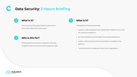 1. Briefing (2 hours): what is it, for who, and its benefits.