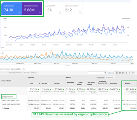311.84% Sales Generated by Organic SEO