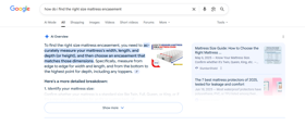 Google AI Overview cites SlumberShield’s guide in its answer on choosing the right mattress encasement, boosting brand visibility in AI search.