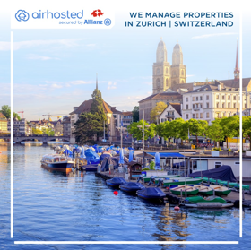 Localized content and social media ads for property management services in Zurich, driving leads and service bookings.

