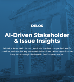 DELOS, a SaaS platform, revolutionizes how companies identify, prioritize, and monitor key issues and stakeholders, delivering actionable insights.