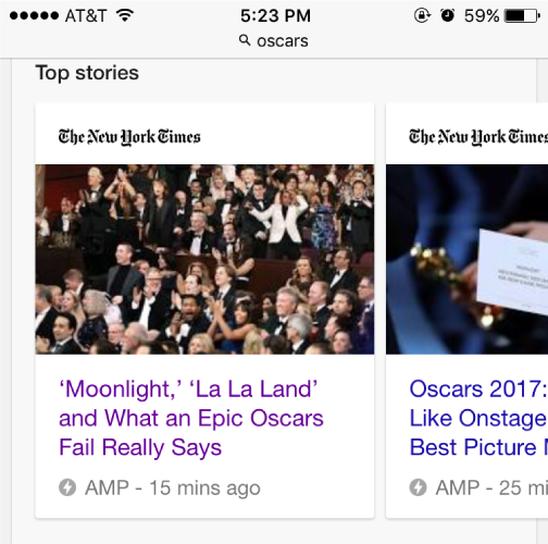 Image of AMP results in Google search
