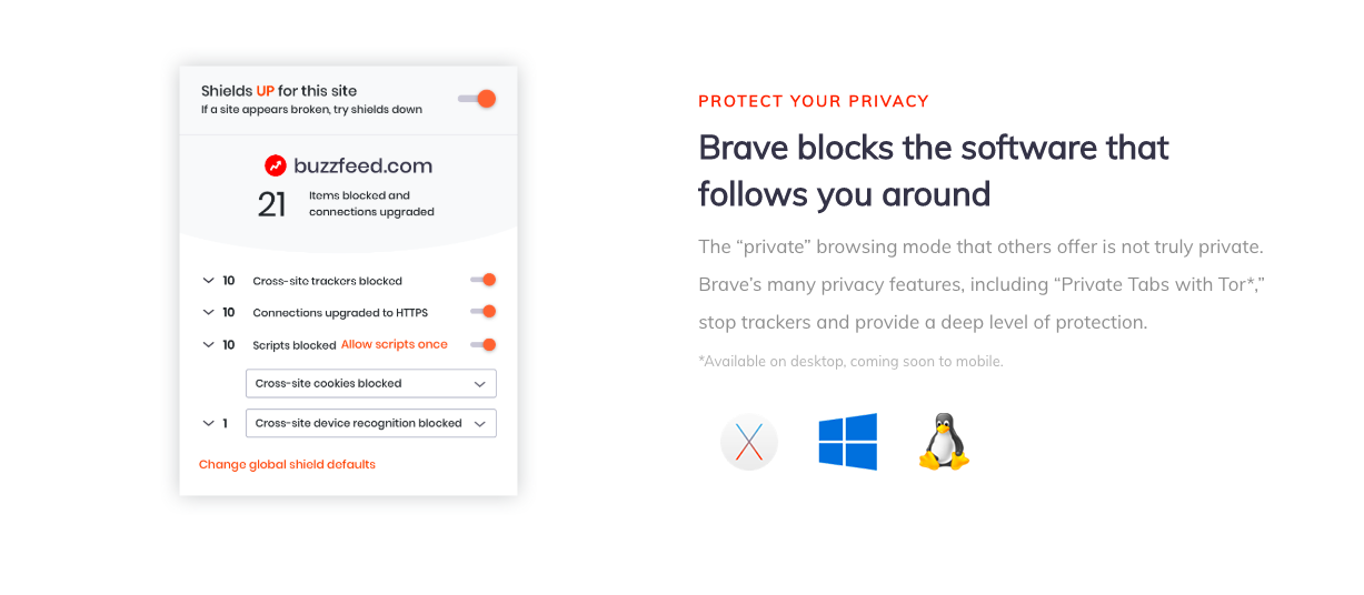 Brave website blocking tracking software