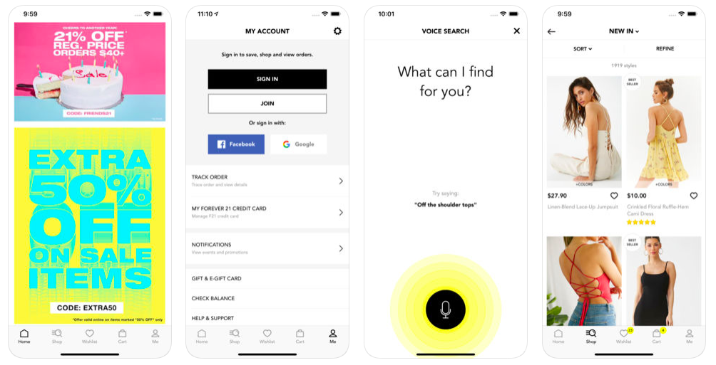 forever 21 app screenshots