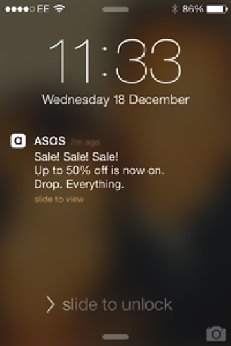 ASOS engagement notification