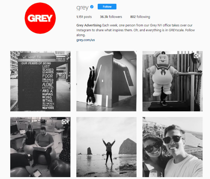 Grey Advertising uses a color scheme that reflects its brand.