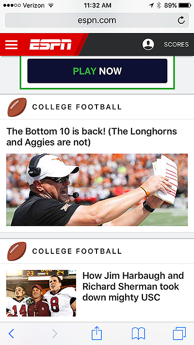 ESPN Mobile Responsiveness