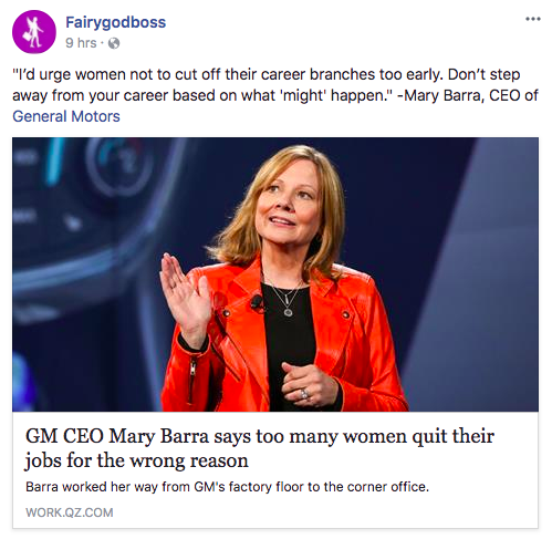 Fairygodboss social media post