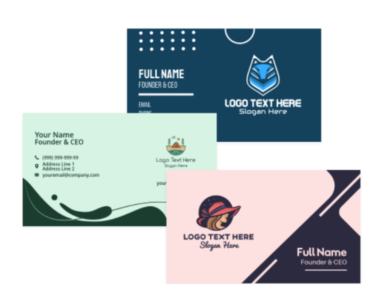 An image depicting business card examples to represent a type of print design project a company might outsource.