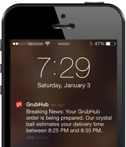 GrubHub push notification
