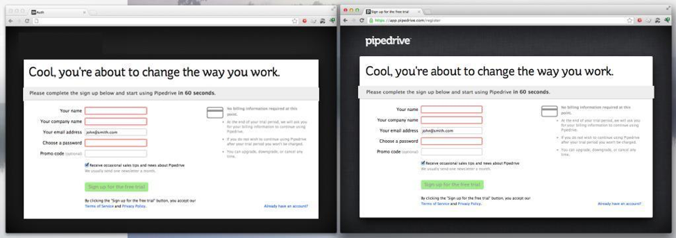 Pipedrive's interface appeared to be stolen by another company.