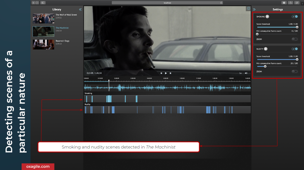 detecting scenes of a particular nature with AI