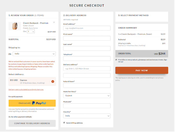 One Page Secure Checkout