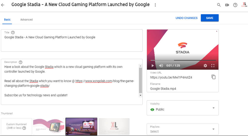 Google Stadia youtube upload