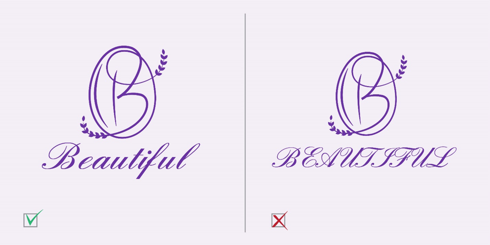 Don’t Use all Capital Letters With a Calligraphy Font