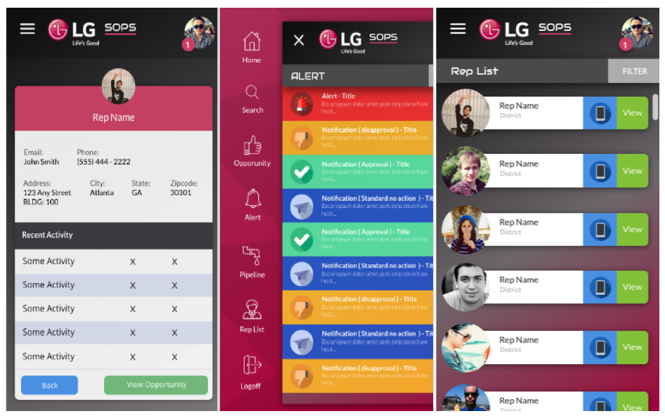 This was a custom mobile app built for LG’s internal sales team.