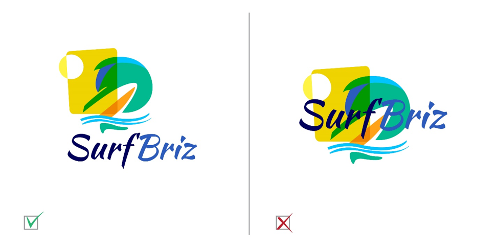 Don’t Place the Company Name Over a Busy Icon