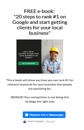 A landing page that you can create using ManyChat