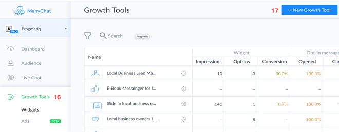 Now create a new growth tool