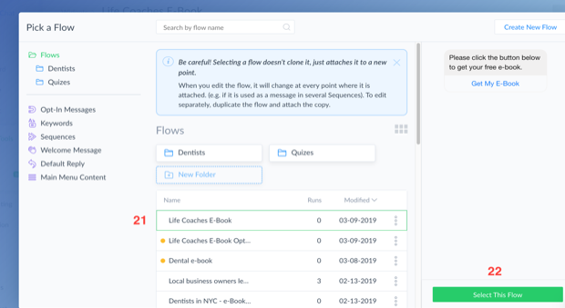 Click on “Select this flow.”