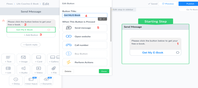 Test that the button can send another message to your users.