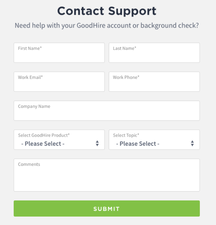 A contact form should collect name, email, phone number, company name, product or topic you're interested in, and comments. 