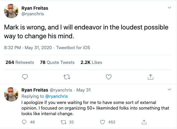 Ryan Freitas Tweet
