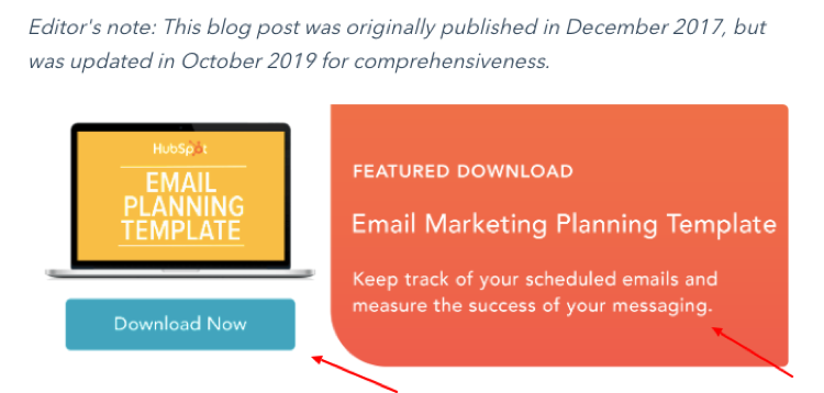 CTA Example from Hubspot