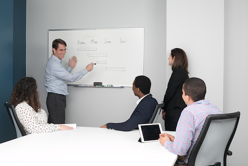 Founder of Clutch making quarterly plans with team