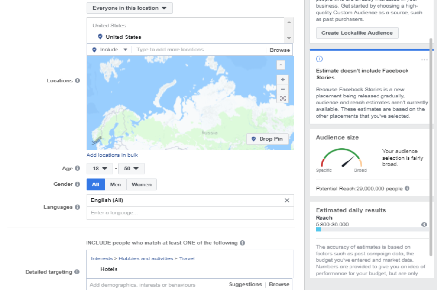Set the size of the audience you want to track during your paid campaign