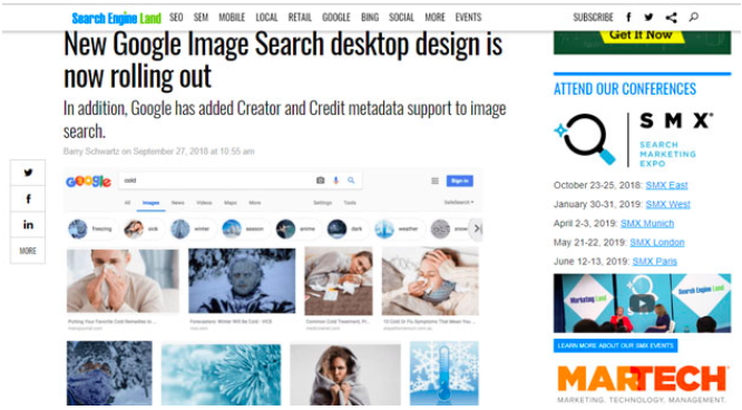 Screenshot of Search Engine Land article