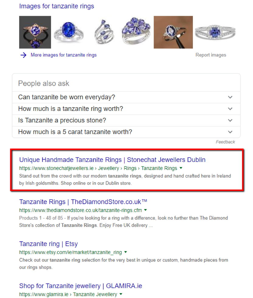 Google results for the search term