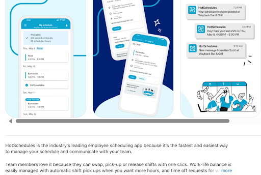 hotschedules app view with hidden text
