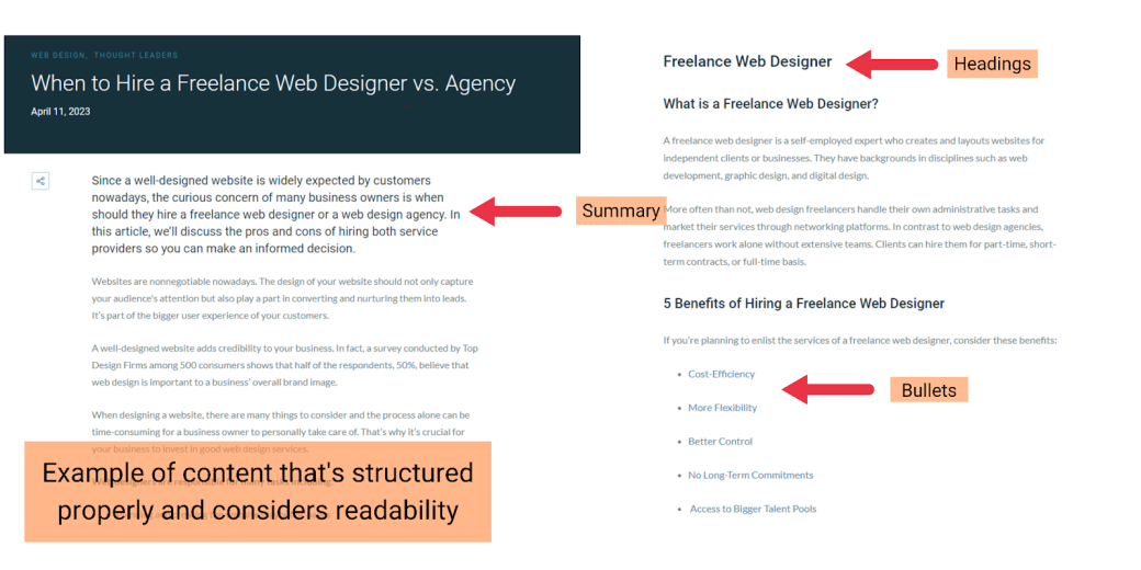 Content structure example