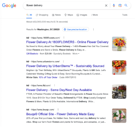 Flower Delivery Google Ads 