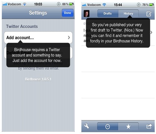 Screenshot of Birdhouse app