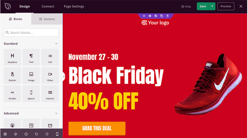 black friday landing page