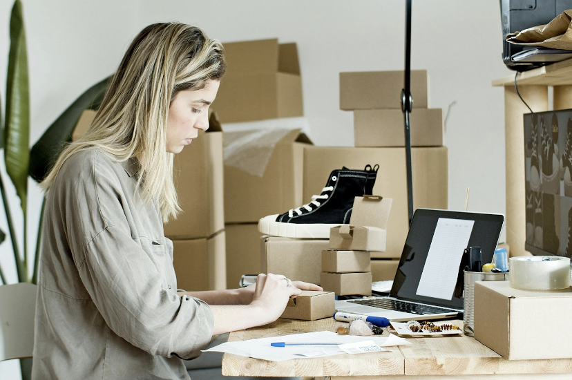 woman building online e-commerce business