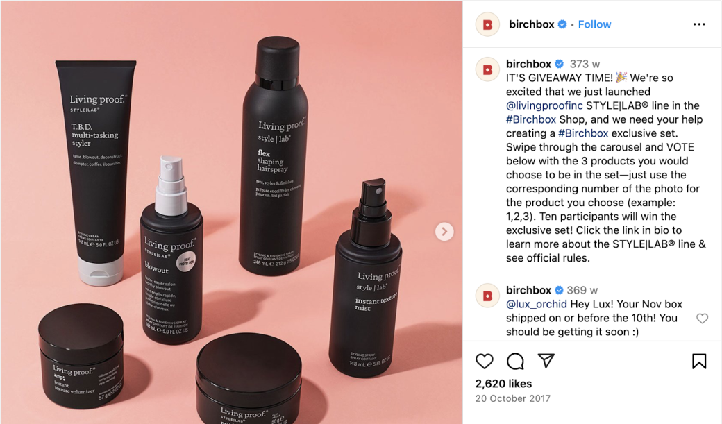 Birchbox’s Vote for an Exclusive Set Contest