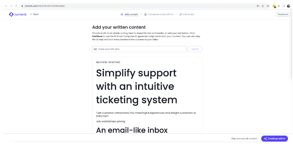 lumen5 import content