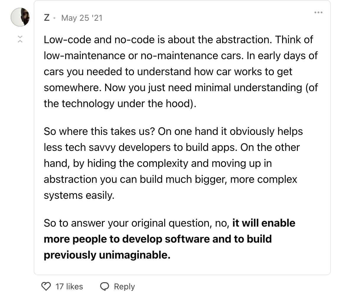 no-code enables more people to develop apps