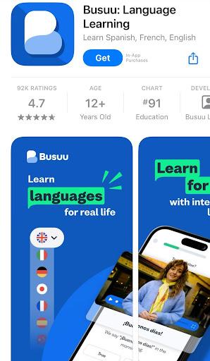 busuu language learning app title optimization example