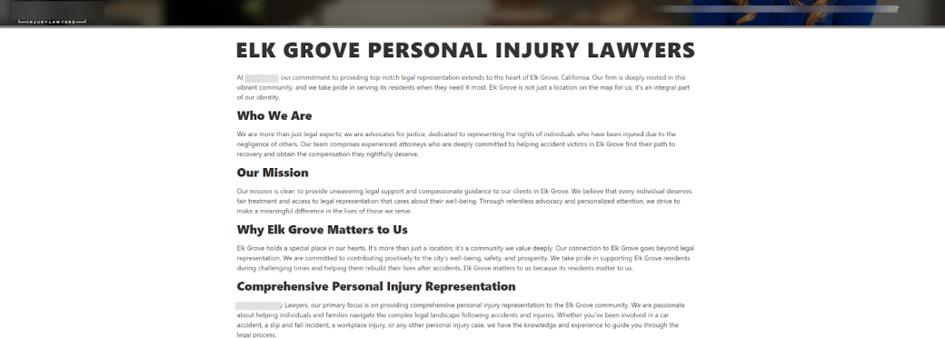 An example of a web page that has a wall of text