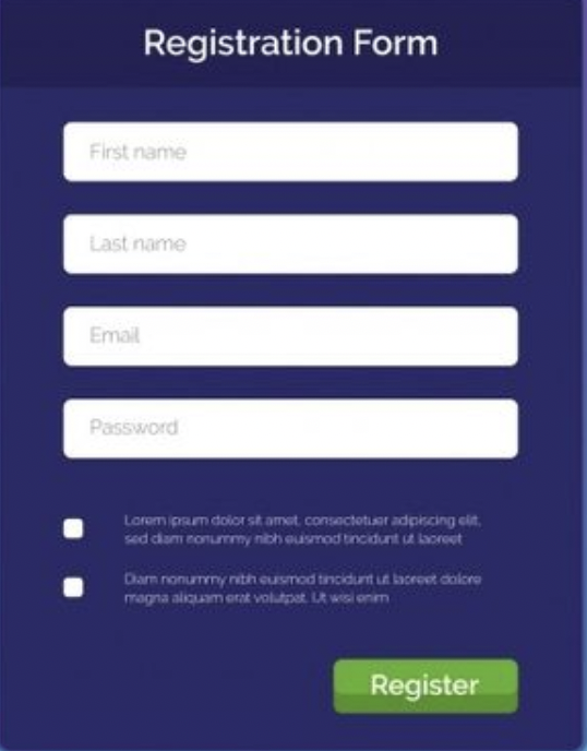 registration form example for customer data collection