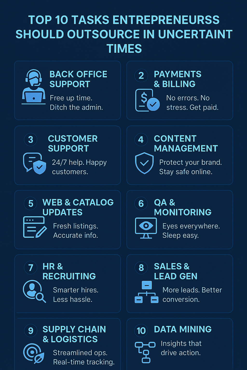 Top 10 tasks entrepreneurs should outsource in uncertain times