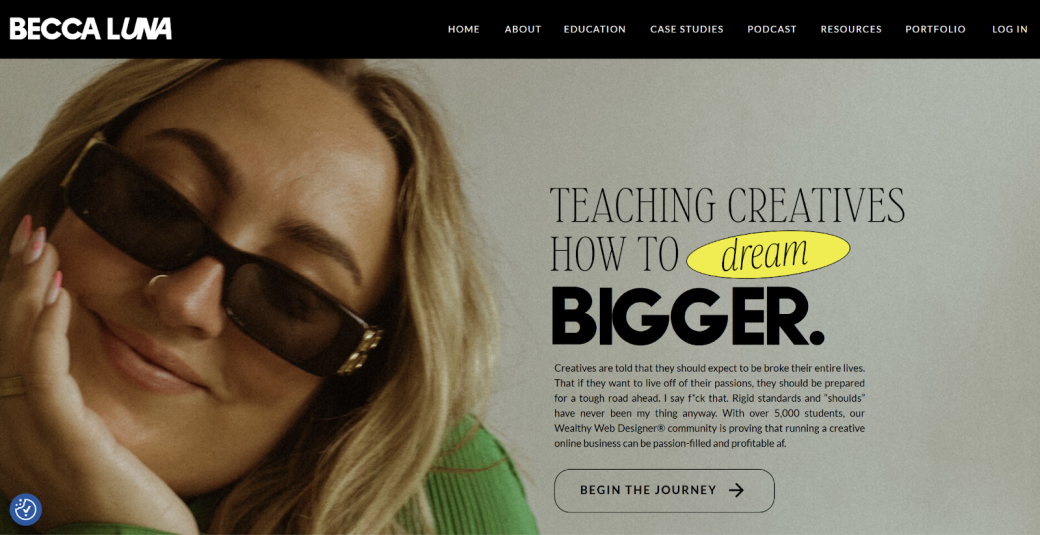 Becca Luna full-page header